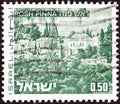 ISRAEL - CIRCA 1971: A stamp printed in Israel from the `Landscapes` issue shows Rosh Pinna town, circa 1971. Royalty Free Stock Photo