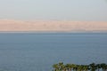 Israel coast in the mist along the dead sea from sweimeh Royalty Free Stock Photo