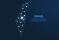 Israel communication network map. Vector low poly image of a global map with lights in the form of cities. Map in the form of a