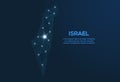 Israel communication network map. Vector low poly image of a global map with lights in the form of cities. Map in the form of a