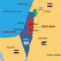 Israel country political map, including Golan Heights, West Bank and Gaza Strip. Detailed vector illustration with