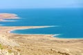 Israel Dead sea. View over the Dead Sea with its erratic beaches from a high point of view. The whole played in the past, but also Royalty Free Stock Photo