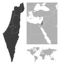 Israel - detailed country outline and location on world map.