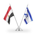 Israel and Egypt table flags isolated on white 3D rendering Royalty Free Stock Photo