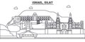 Israel, Eilat architecture line skyline illustration. Linear vector cityscape with famous landmarks, city sights, design