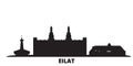 Israel, Eilat city skyline isolated vector illustration. Israel, Eilat travel black cityscape