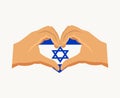 Israel Emblem Flag Heart With Hands Middle East country