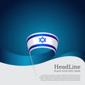 Israel flag background. Color wavy ribbons of the flag of israel on a white blue background. State israeli patriotic flyer, banner