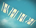 Israel Flag chain on Independence Day - vintage effect Royalty Free Stock Photo