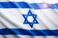 Israel flag Independence Day of Israel Israel flag beautifully waving wave with star of David over white wooden background Israel Royalty Free Stock Photo