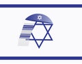 Israel flag with kippah and tallit. Israel flag with jewish elements