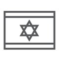 Israel flag line icon, national and country, israeli flag sign, vector graphics, a linear pattern on a white background. Royalty Free Stock Photo