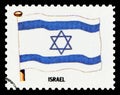 ISRAEL FLAG - Postage Stamp isolated on black