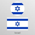 Israel flag set. Israeli national symbol. Vector illustration. Royalty Free Stock Photo