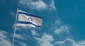 israel flag star shape waving country blue sky cloudy background wallpaper copy space empty national wind yom kippur