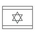 Israel flag thin line icon, national and country, israeli flag sign, vector graphics, a linear pattern on a white Royalty Free Stock Photo