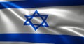 Israel Flag with waving folds, close up view, 3D rendering