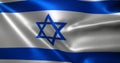 Israel Flag with waving folds, close up view, 3D rendering