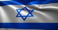 Israel Flag with waving folds, close up view, 3D rendering