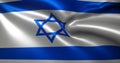 Israel Flag with waving folds, close up view, 3D rendering