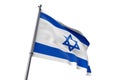 Israel flag waving isolated white background 3D illustration Royalty Free Stock Photo