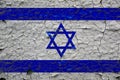 Israel flags painted over cracked concrete wall Royalty Free Stock Photo