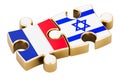 Israel and France puzzles from flags, relation concept. 3D rendering Royalty Free Stock Photo