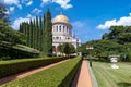 Israel, Haifa Bahai Gardens and temple, fountains and panoramic city lookout near German Colony