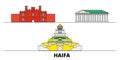 Israel, Haifa flat landmarks vector illustration. Israel, Haifa line city with famous travel sights, skyline, design.