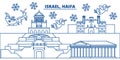 Israel, Haifa winter city skyline. Merry Christmas, Happy New Year
