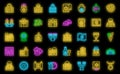 Israel icons set vector neon