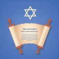 Israel Independence Day Yom Haatzmaut. Old scroll paper and Star of David. Jewish holiday vector illustration. Easy to edit