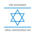 Israel Independence Day Yom Haatzmaut. Star of David. Jewish holiday vector illustration. Easy to edit template for banner,