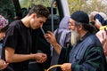 Israel / Jericho - 03.27.2016: a group of Orthodox pilgrims arrived at the monastery of St. Gerasim of Jordan