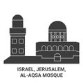 Israel, Jerusalem, Alaqsa Mosque travel landmark vector illustration