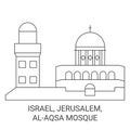 Israel, Jerusalem, Alaqsa Mosque travel landmark vector illustration