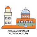 Israel, Jerusalem, Alaqsa Mosque travel landmark vector illustration