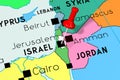 Israel, Jerusalem - capital city, pinned on political map