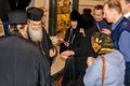 Israel / Jerusalem - 03/23/2016: A group of Orthodox Christians at the reception of the Patriarch of Jerusalem Theophilus III