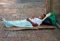 Homeless sleeping on the street Royalty Free Stock Photo
