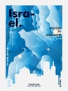 Israel Jerusalem Tel Aviv skyline city gradient vector poster