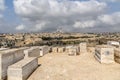 Israel, Jerusalem, View from Mount Zion, over the old city, with in the foreground, a part of the thousands of tombs