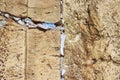 Israel, Jerusalem. Western Wall with prayer notes. Jerusalem Western Wall as it is known in the West as the Wailing Wall or Kotel Royalty Free Stock Photo