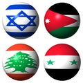 Israel Jordan Lebanon Syria flags