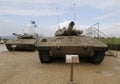 Israel made main battle tanks Merkava Mark III (L) and Mark II (R) on display at Yad La-Shiryon Armored Corps Museum