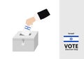 Israel man voter dropping ballots in the election box with national flag vector Royalty Free Stock Photo