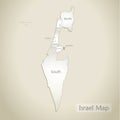 Israel map, administrative division with names, old paper background Royalty Free Stock Photo