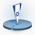 Israel map in round isometric style with triangular 3D flag of Israel Royalty Free Stock Photo