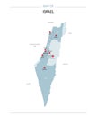 Israel map vector with red pin. Royalty Free Stock Photo