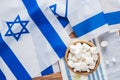 Israel national flags and marshmallows